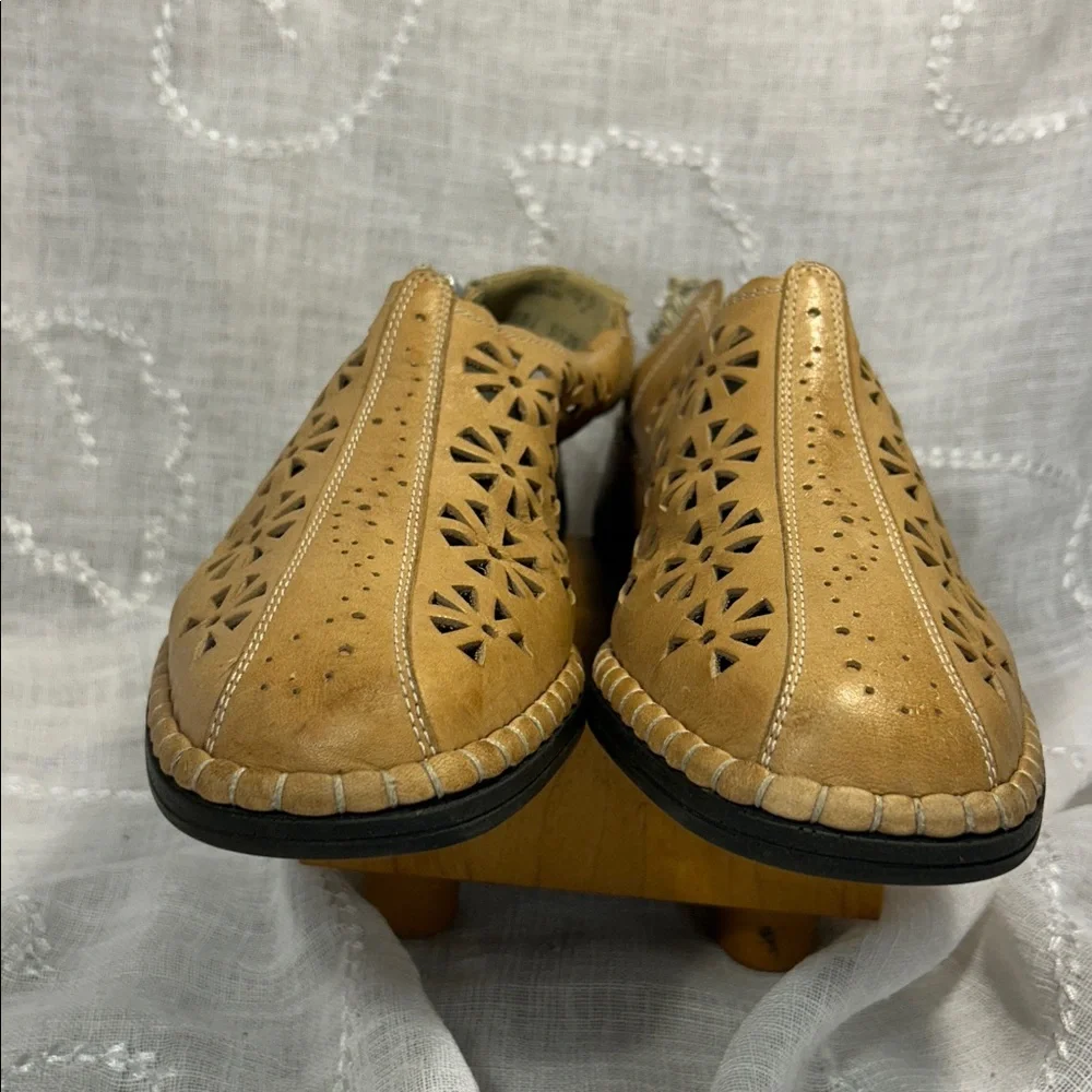 Rieker laser cut leather sling back shoes